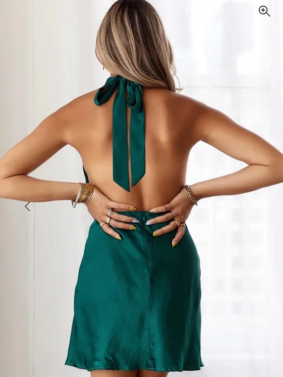 Hello Molly Teal Twist Halter Cutout Mini Dress - Picture 2 of 5